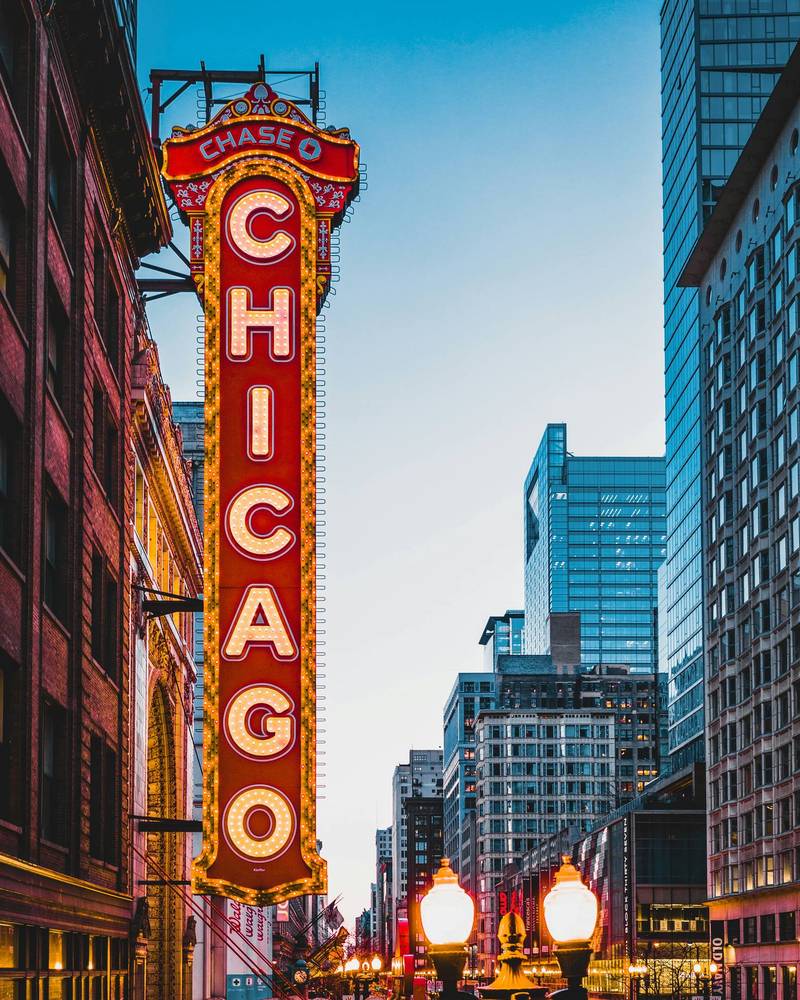The Chicago Theatre marquee on State Street